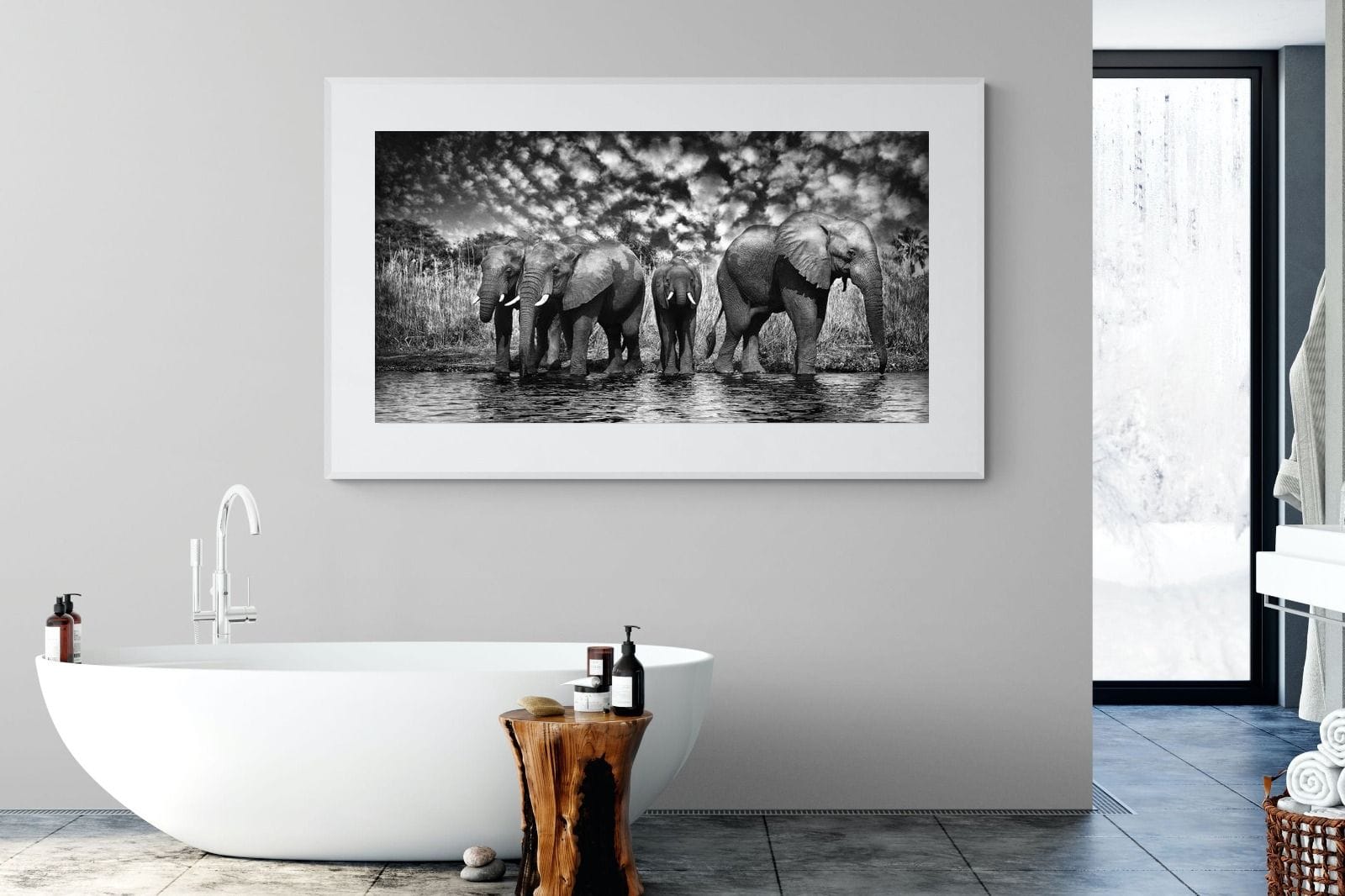 Amboseli Lake-Wall_Art-180 x 110cm-Framed Print-White-Pixalot