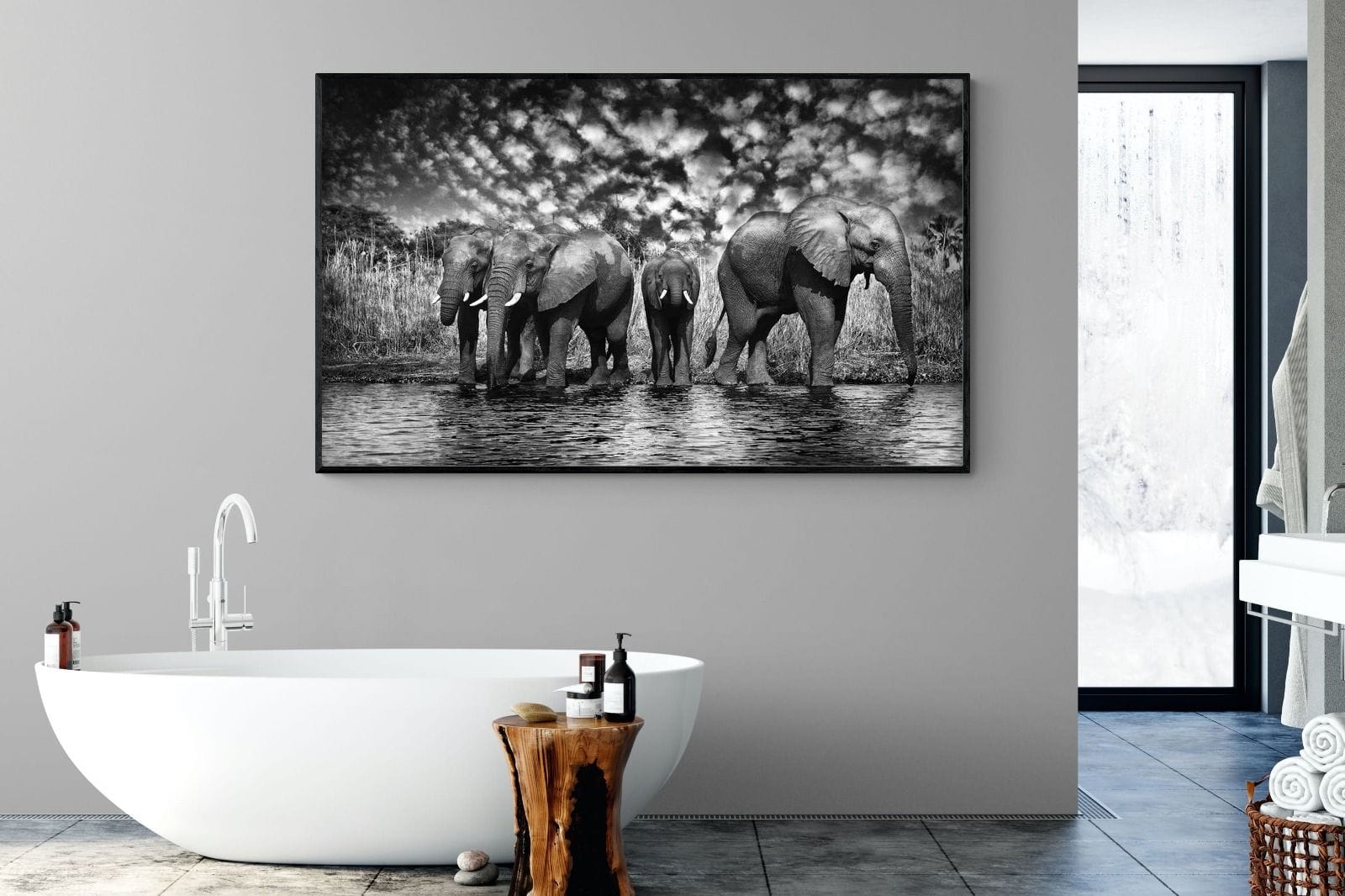 Amboseli Lake-Wall_Art-180 x 110cm-Mounted Canvas-Black-Pixalot