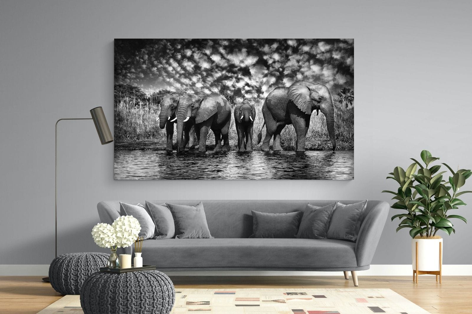 Amboseli Lake-Wall_Art-220 x 130cm-Mounted Canvas-No Frame-Pixalot
