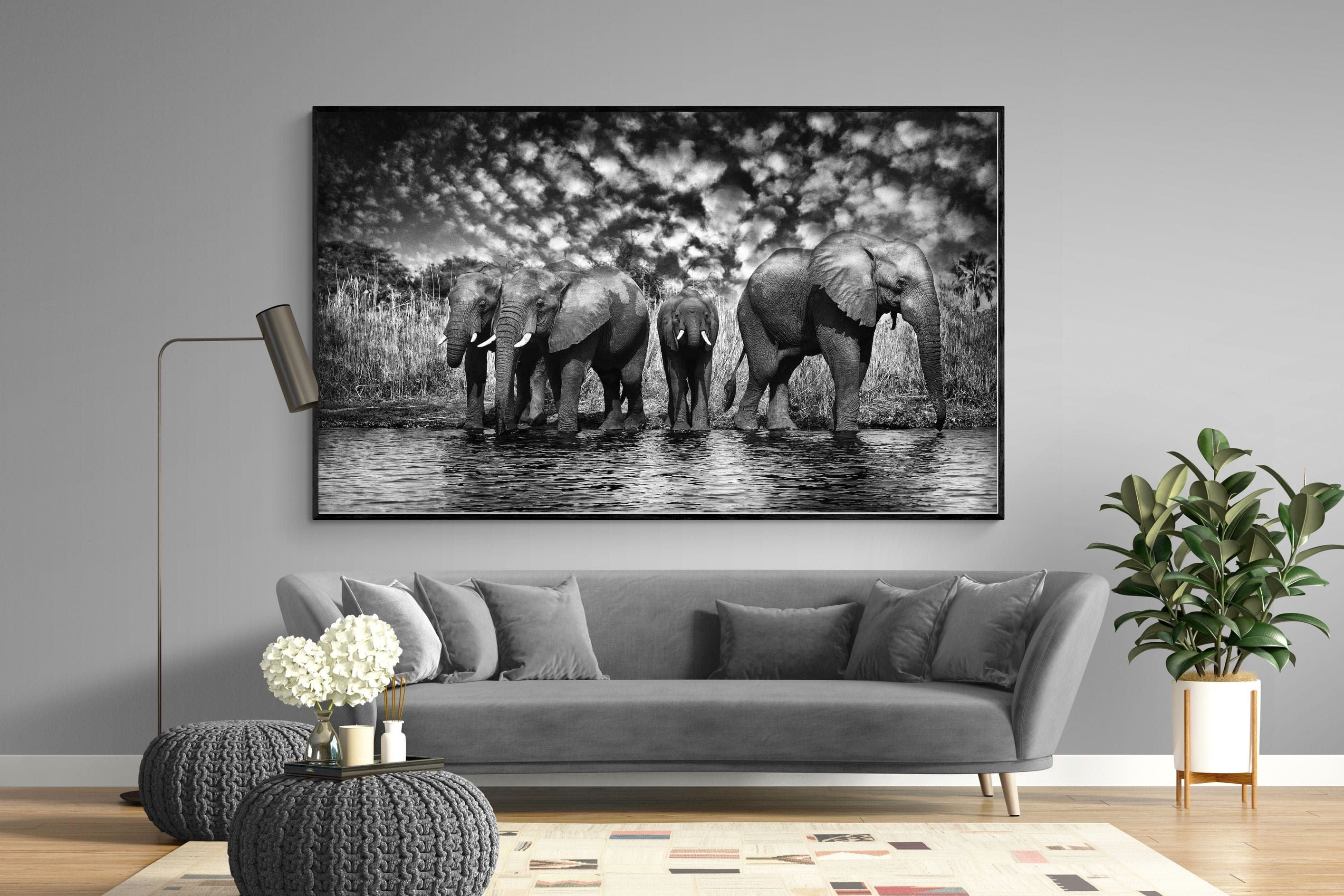 Amboseli Lake-Wall_Art-220 x 130cm-Mounted Canvas-Black-Pixalot