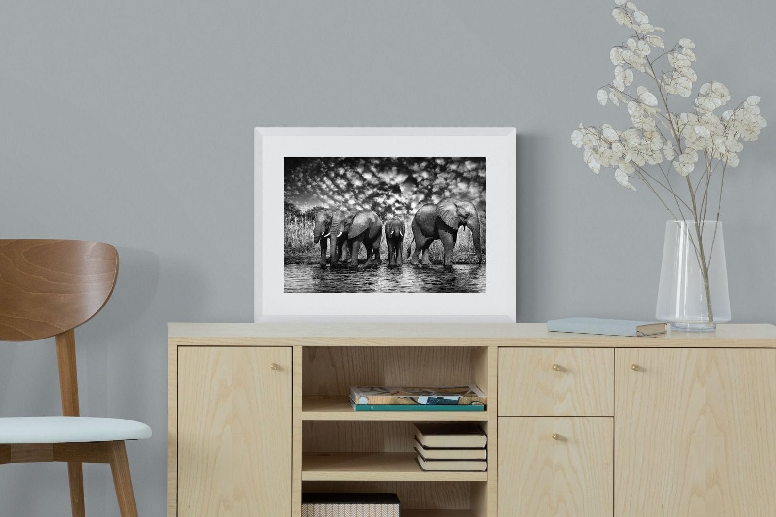 Amboseli Lake-Wall_Art-60 x 45cm-Framed Print-White-Pixalot