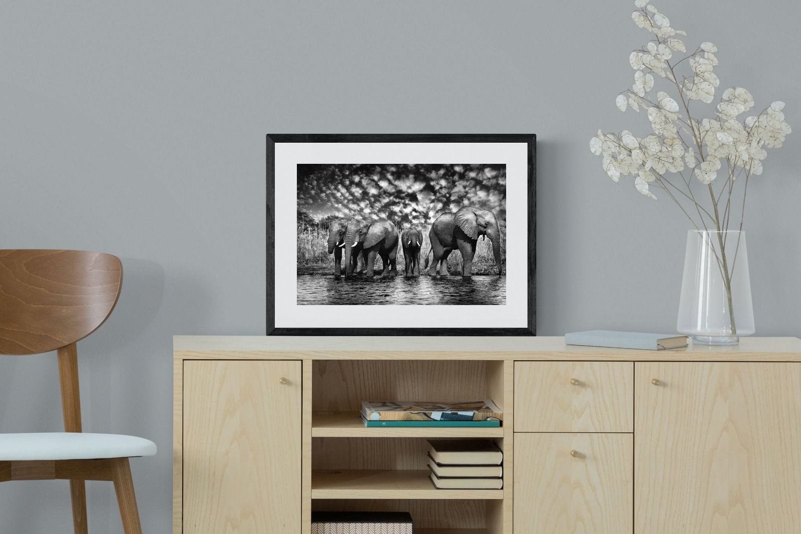 Amboseli Lake-Wall_Art-60 x 45cm-Framed Print-Black-Pixalot