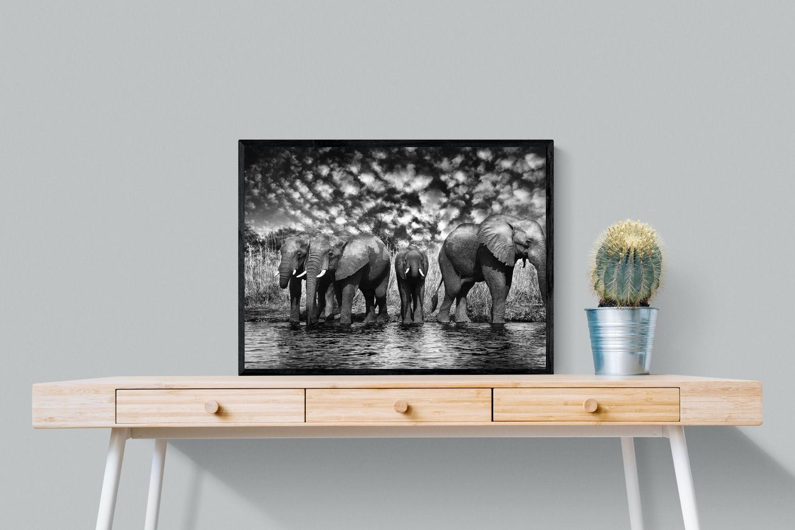 Amboseli Lake-Wall_Art-80 x 60cm-Mounted Canvas-Black-Pixalot