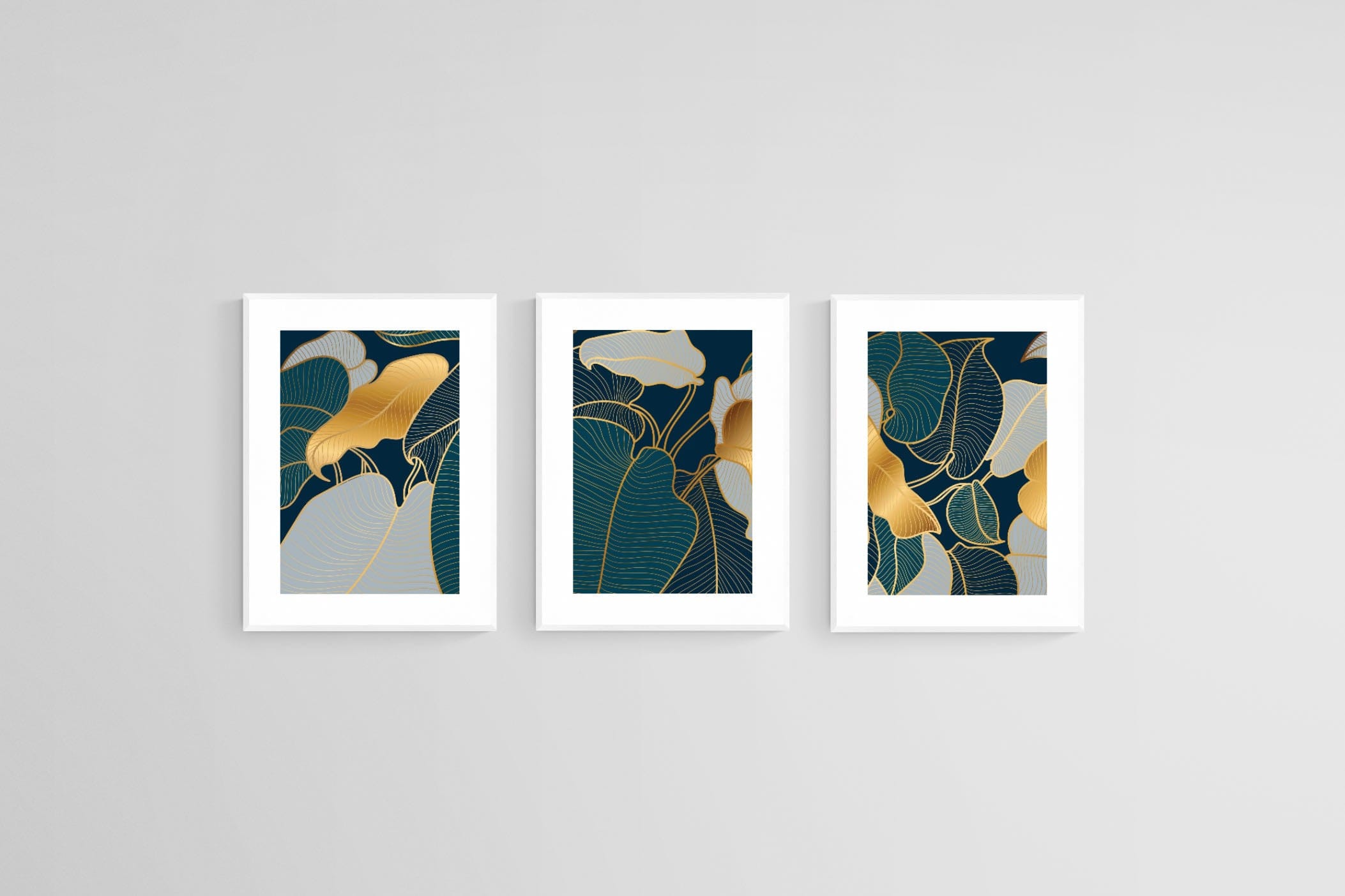 Art Deco Set-Wall_Art-45 x 60cm (x3)-Framed Print-White-Pixalot