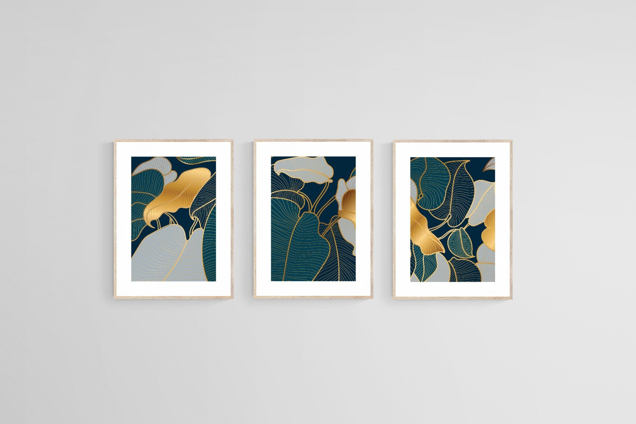 Art Deco Set-Wall_Art-45 x 60cm (x3)-Framed Print-Wood-Pixalot