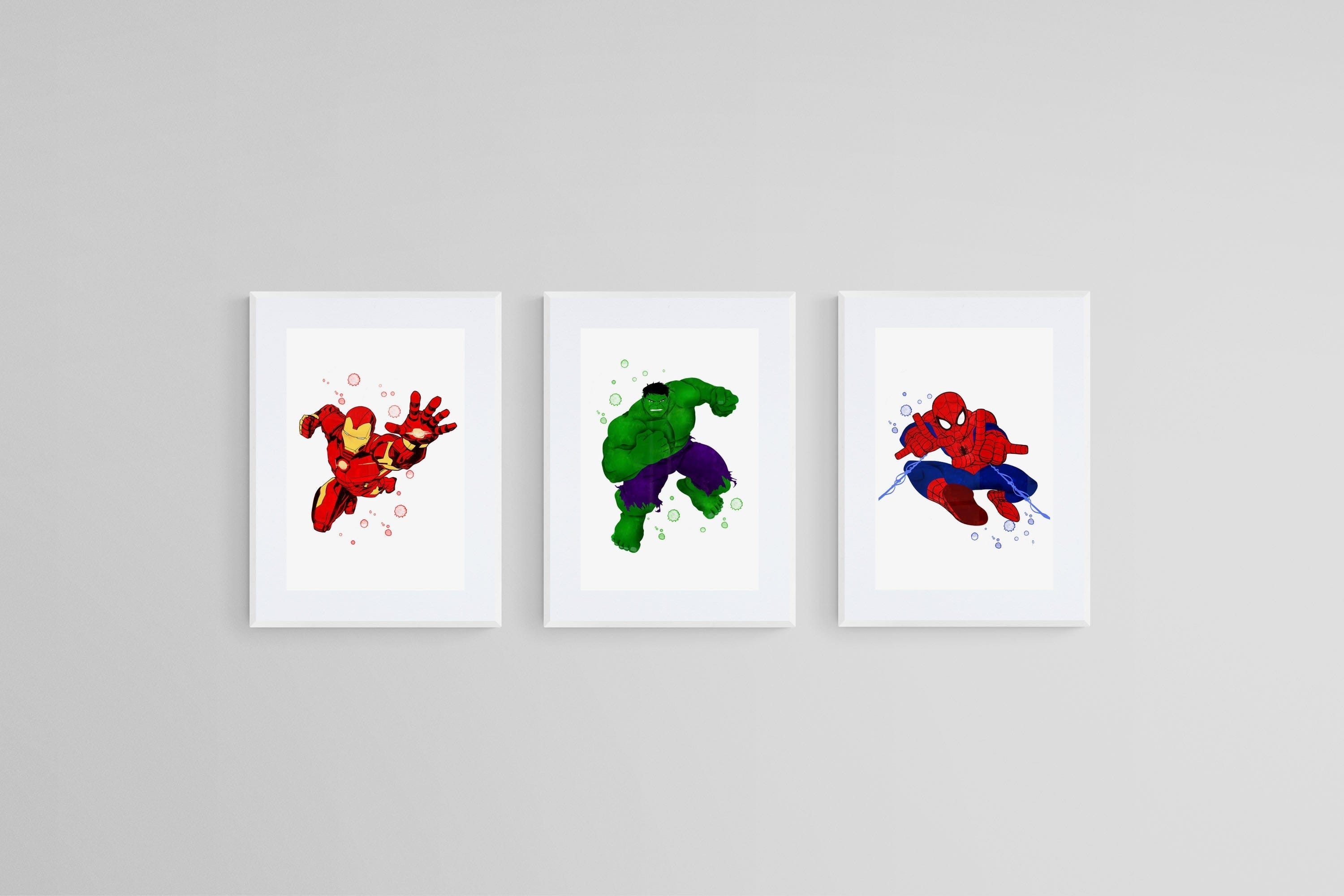 Avengers Set of 3-Wall_Art-45 x 60cm (x3)-Framed Print-White-Pixalot