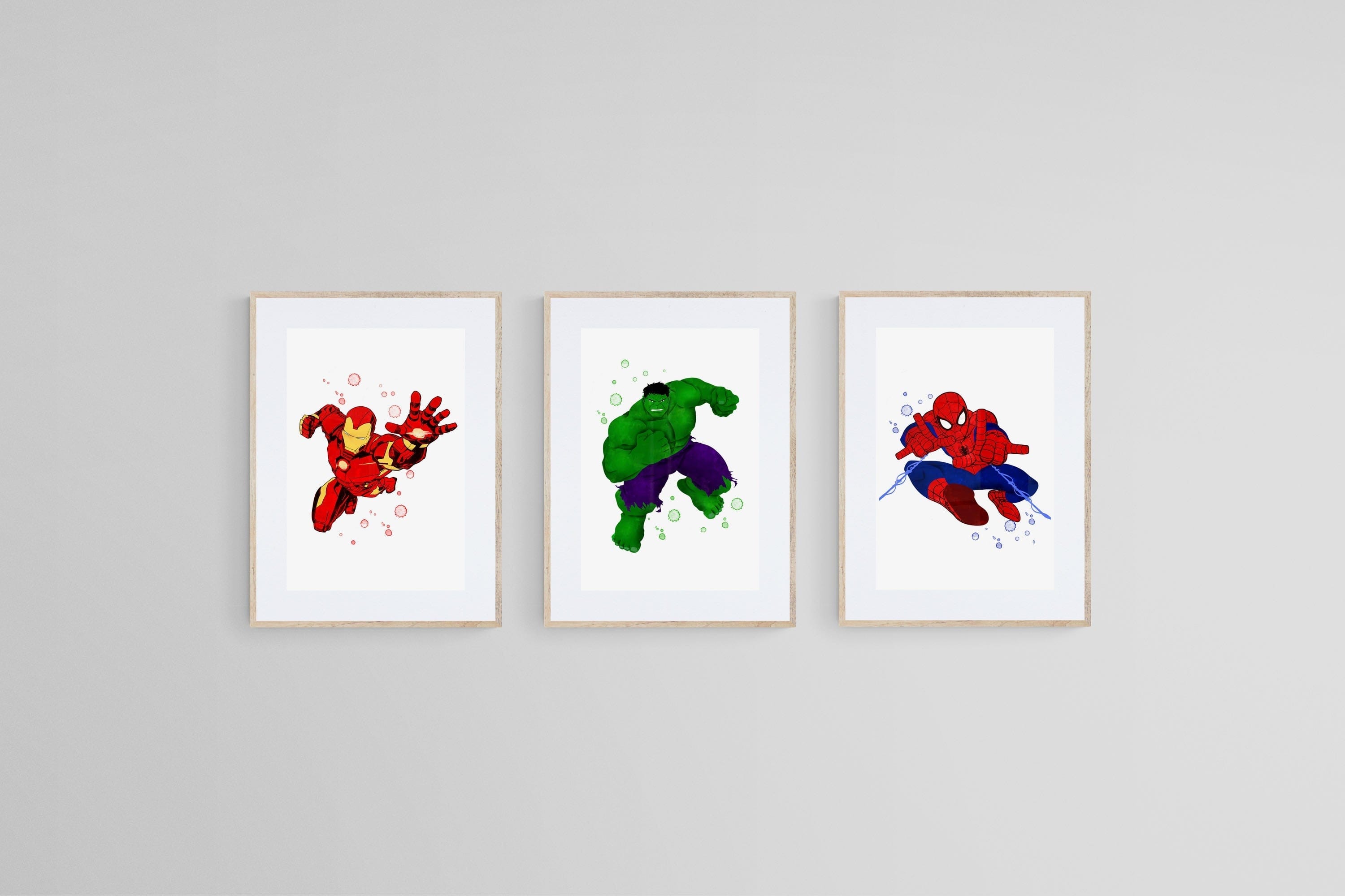 Avengers Set of 3-Wall_Art-45 x 60cm (x3)-Framed Print-Wood-Pixalot