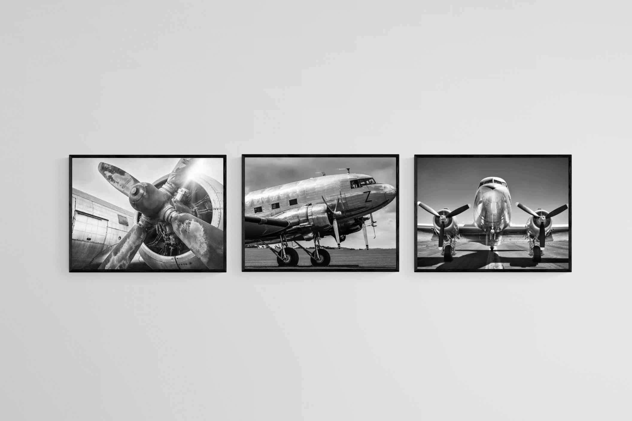 Aviator Set-Wall_Art-100 x 75cm (x3)-Framed Print-Black-Pixalot