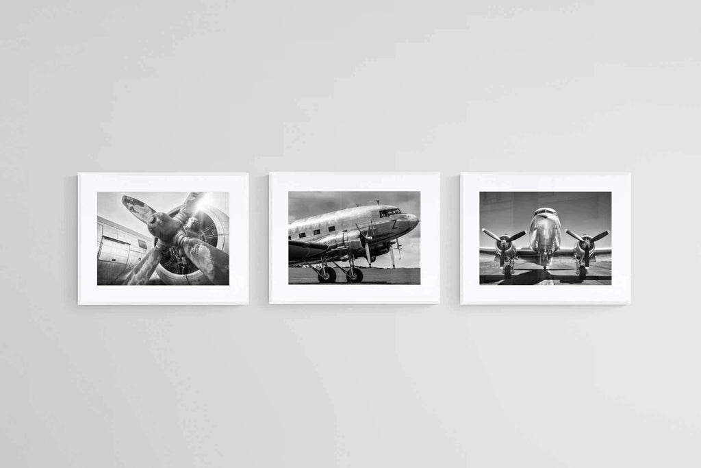 Aviator Set-Wall_Art-60 x 45cm (x3)-Framed Print-White-Pixalot