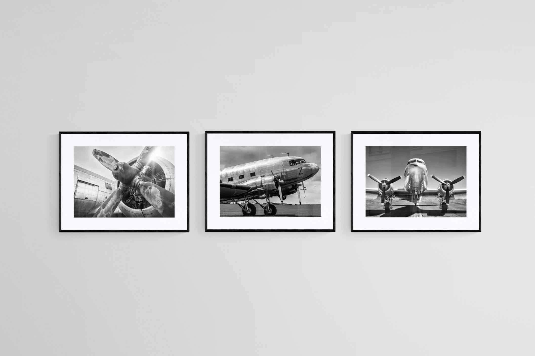 Aviator Set-Wall_Art-60 x 45cm (x3)-Framed Print-Black-Pixalot