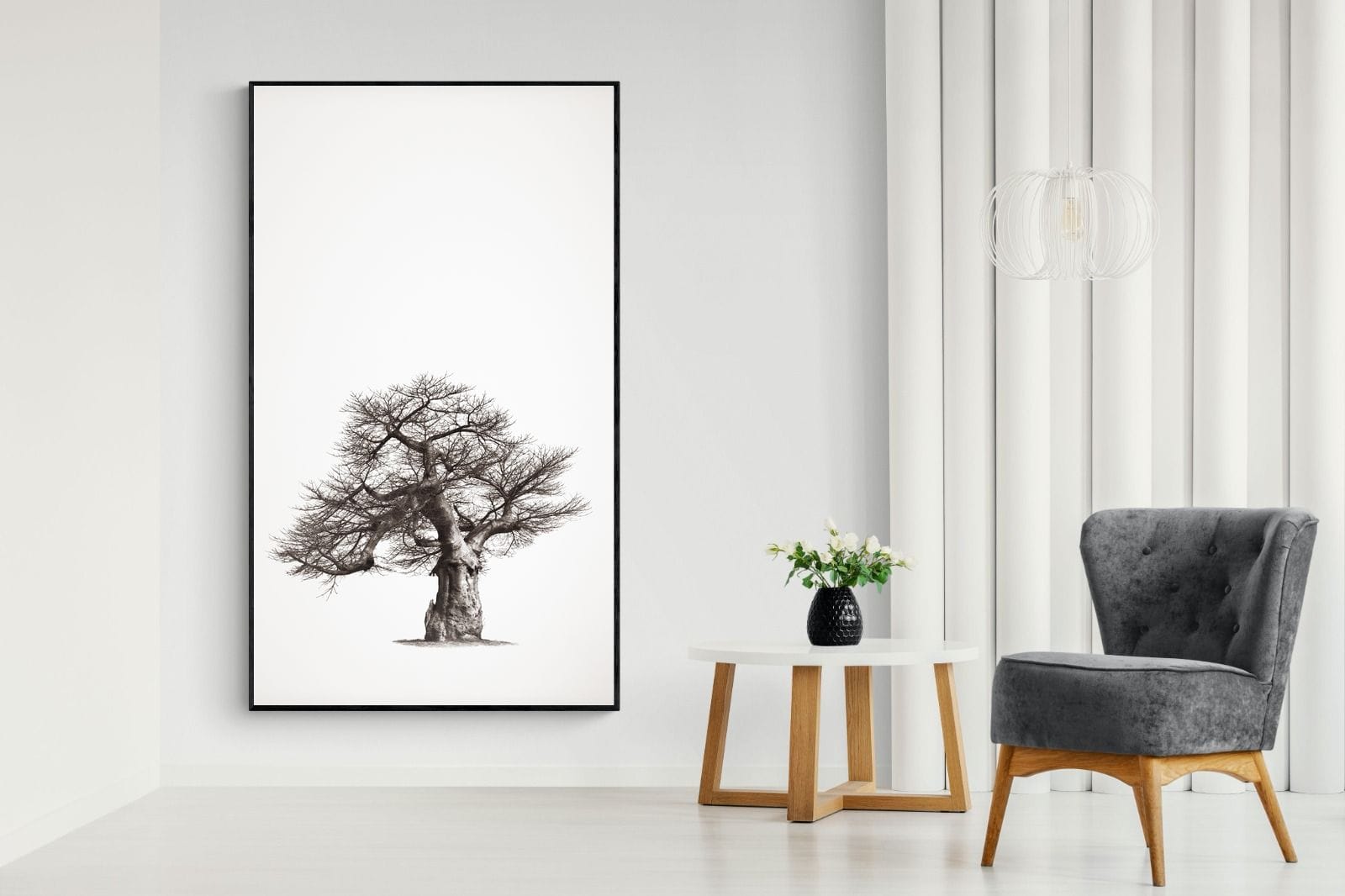 Baobab Legacy #1-Wall_Art-130 x 220cm-Mounted Canvas-Black-Pixalot