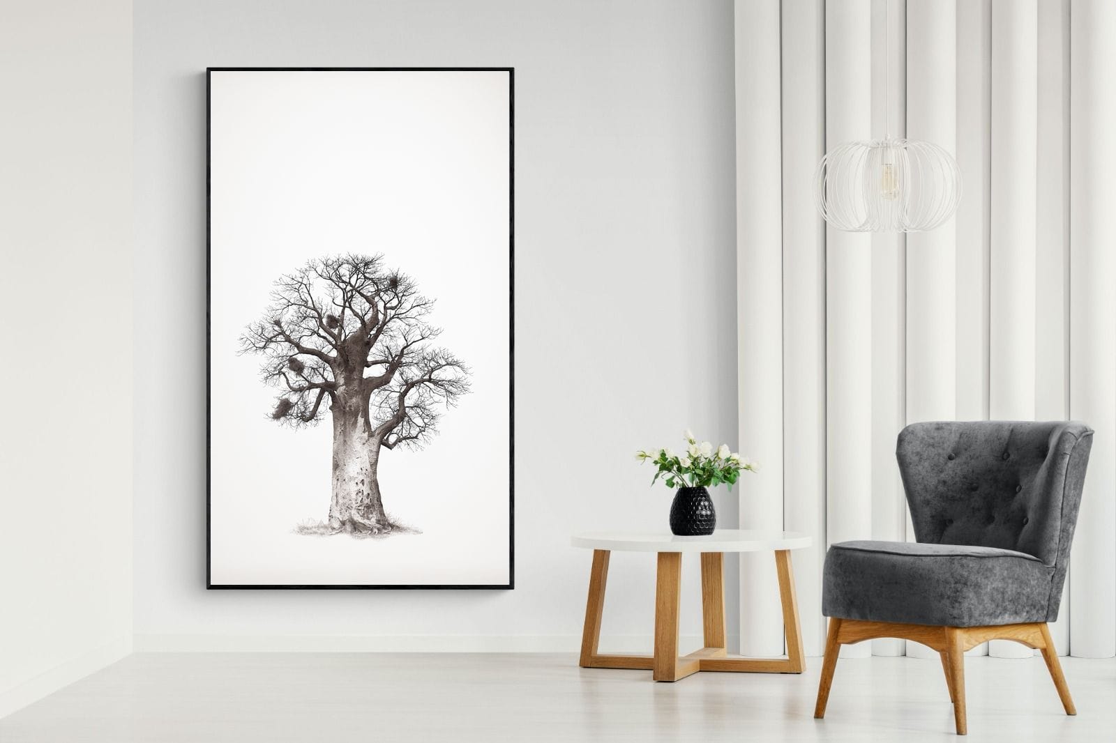Baobab Legacy #5-Wall_Art-130 x 220cm-Mounted Canvas-Black-Pixalot