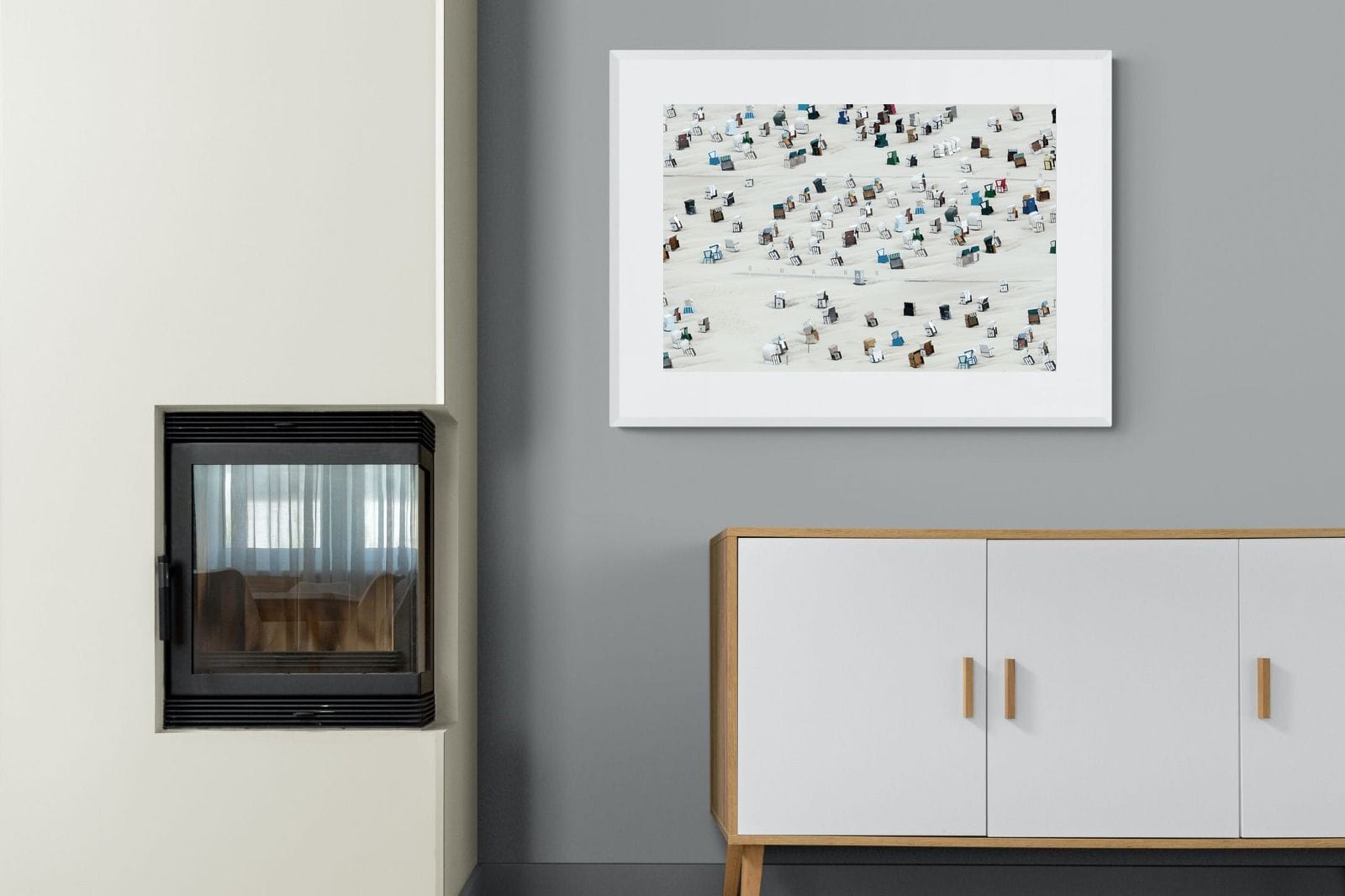 Beach Cabins-Wall_Art-100 x 75cm-Framed Print-White-Pixalot