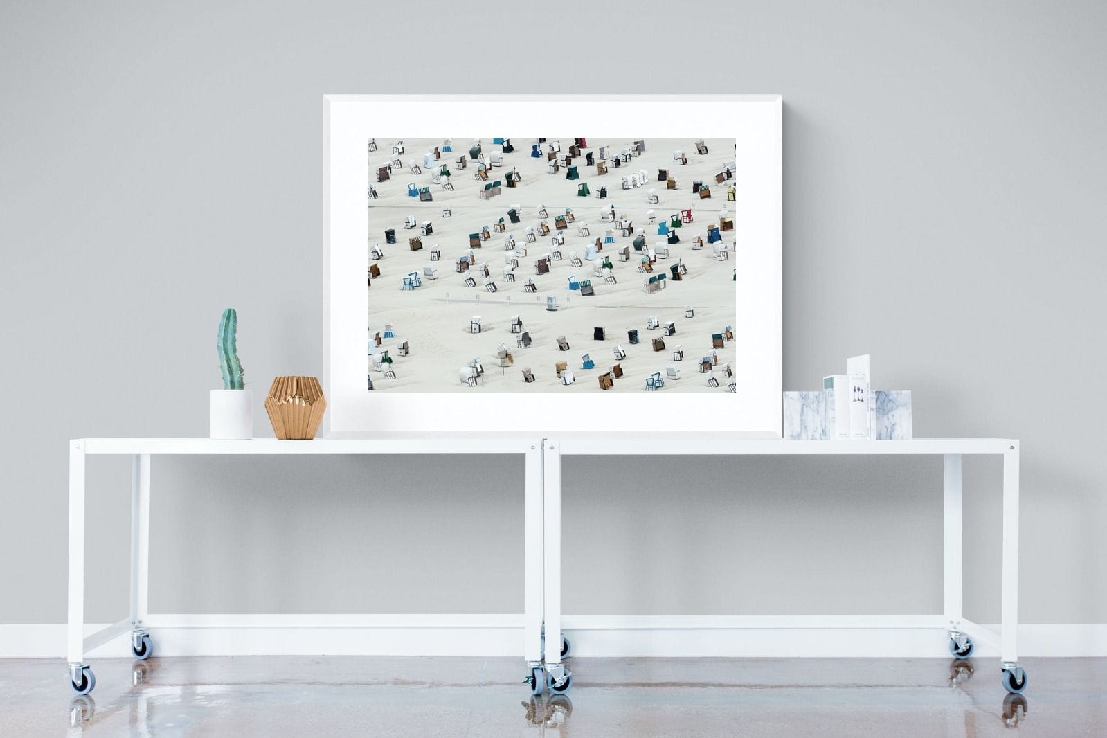 Beach Cabins-Wall_Art-120 x 90cm-Framed Print-White-Pixalot