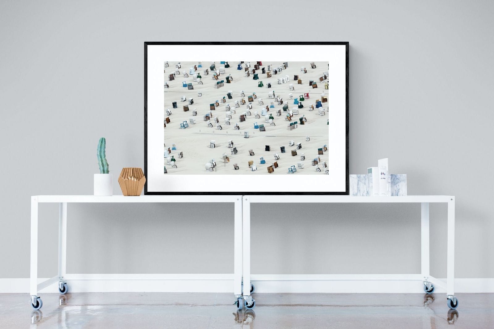 Beach Cabins-Wall_Art-120 x 90cm-Framed Print-Black-Pixalot