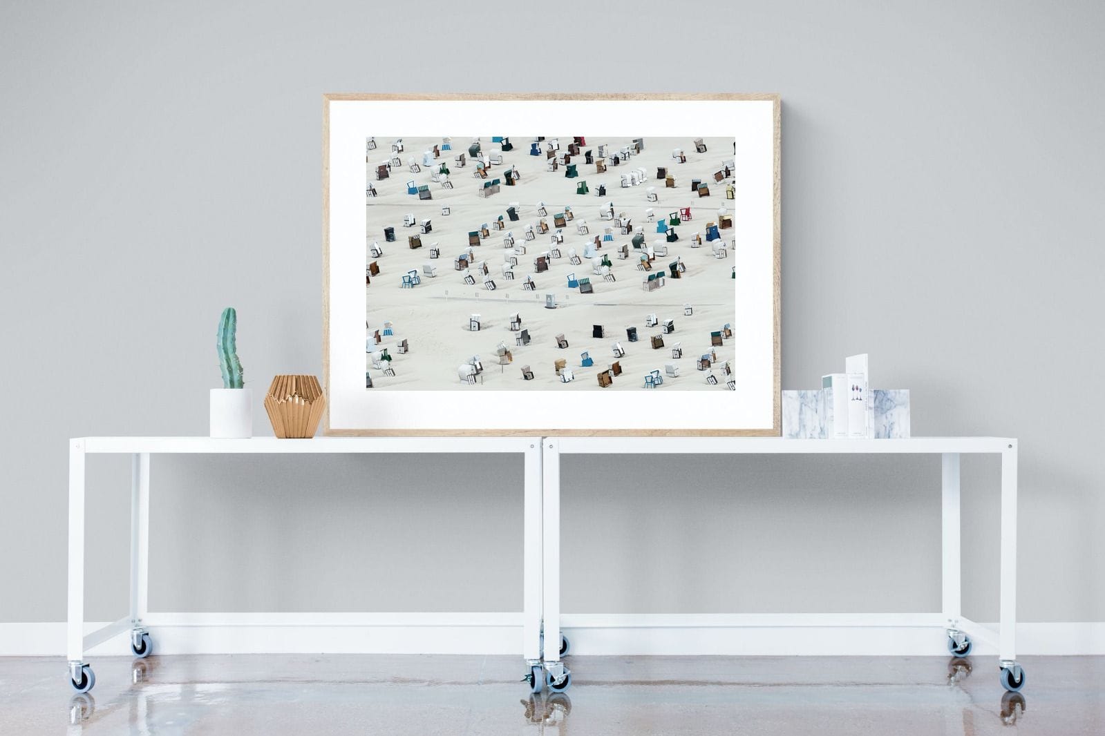 Beach Cabins-Wall_Art-120 x 90cm-Framed Print-Wood-Pixalot