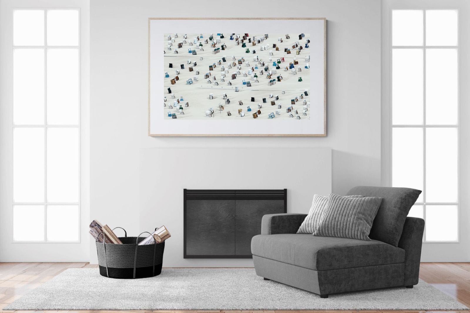 Beach Cabins-Wall_Art-150 x 100cm-Framed Print-Wood-Pixalot