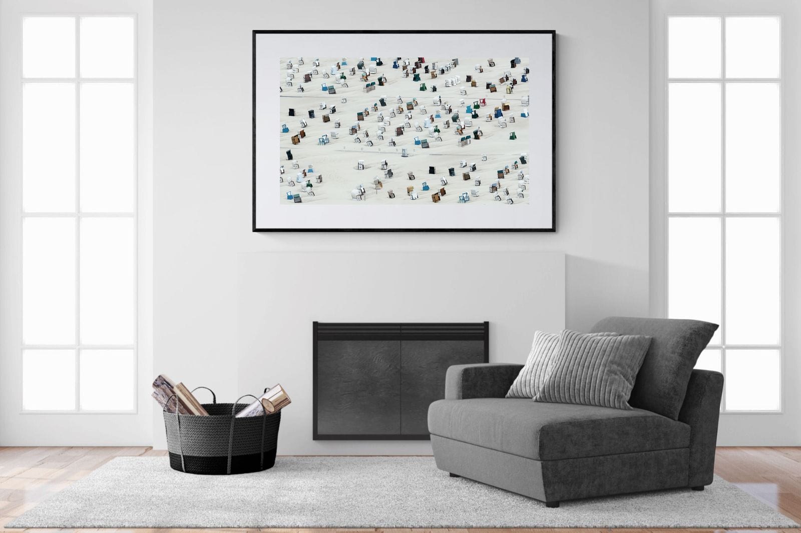 Beach Cabins-Wall_Art-150 x 100cm-Framed Print-Black-Pixalot