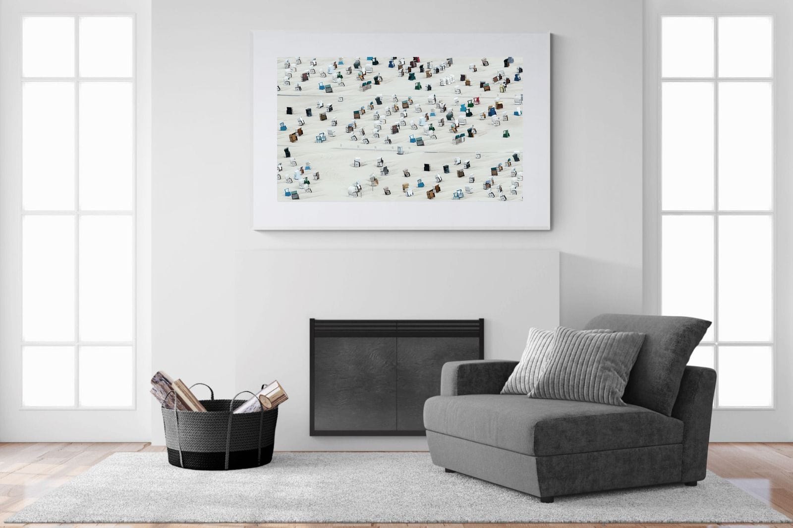 Beach Cabins-Wall_Art-150 x 100cm-Framed Print-White-Pixalot