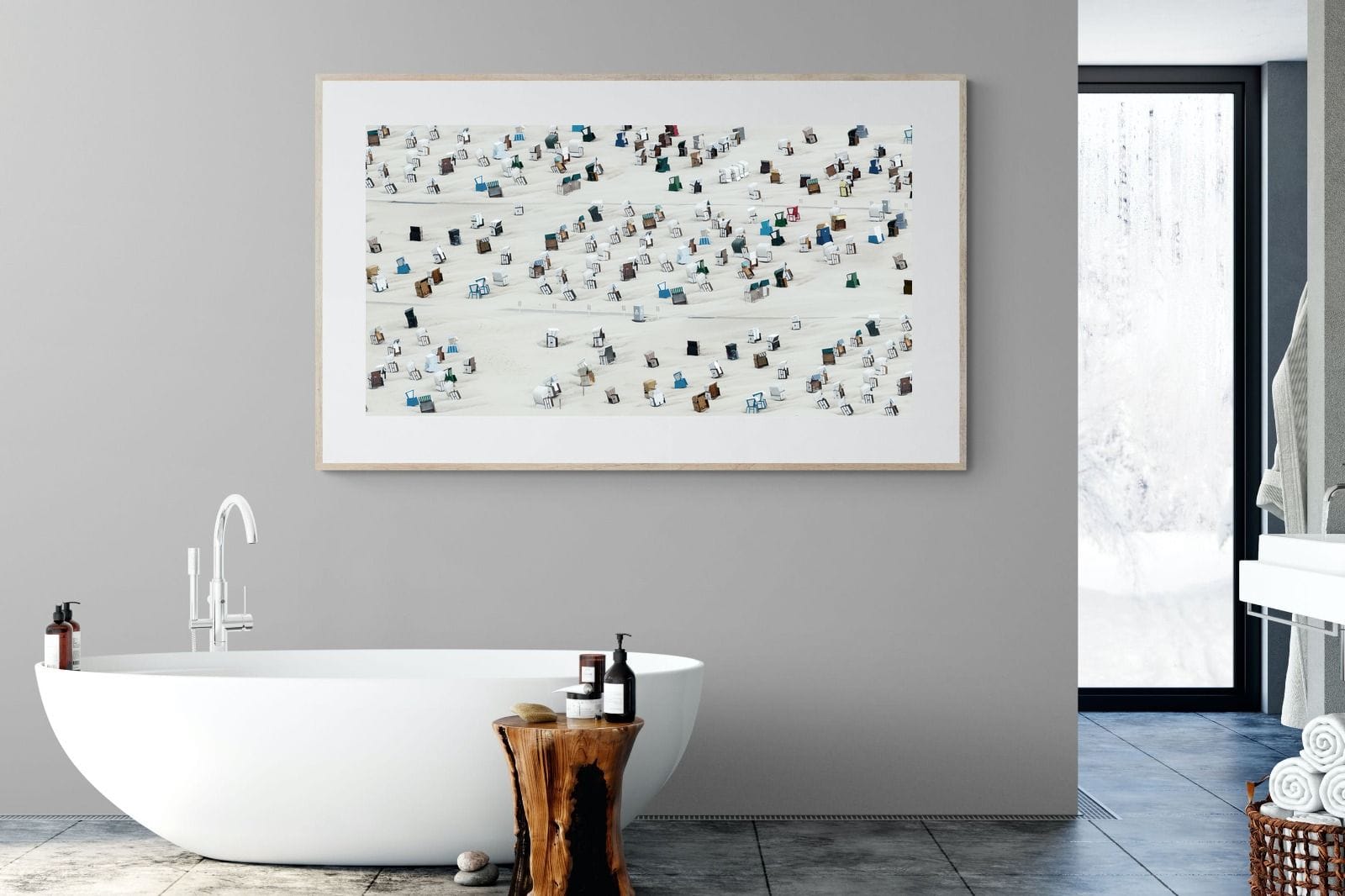 Beach Cabins-Wall_Art-180 x 110cm-Framed Print-Wood-Pixalot