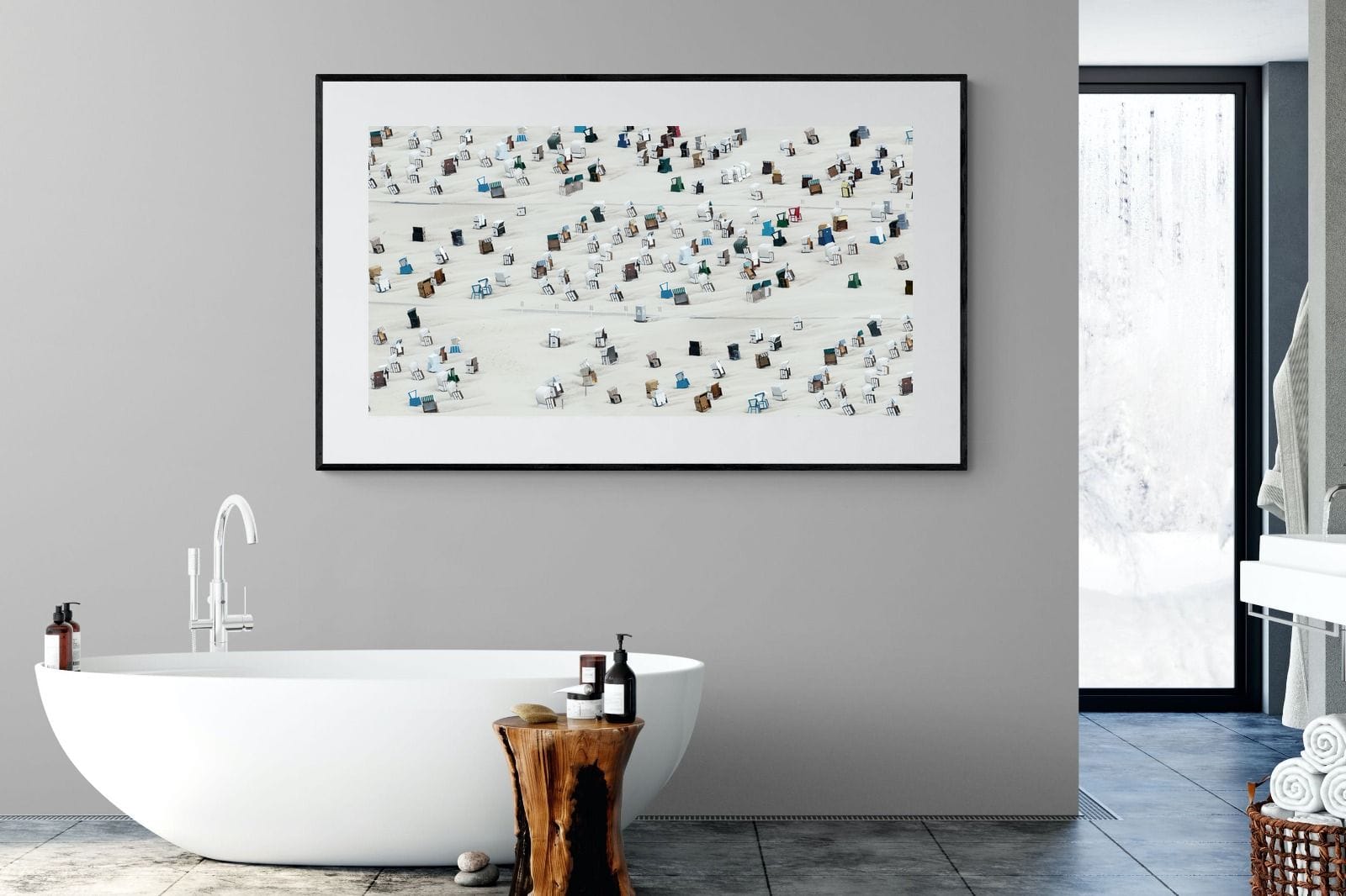Beach Cabins-Wall_Art-180 x 110cm-Framed Print-Black-Pixalot