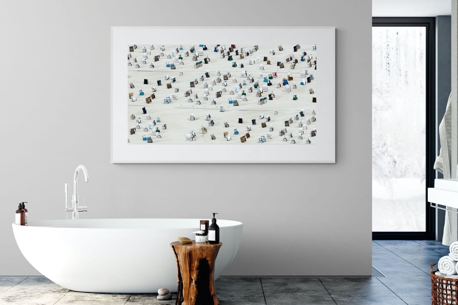 Beach Cabins-Wall_Art-180 x 110cm-Framed Print-White-Pixalot