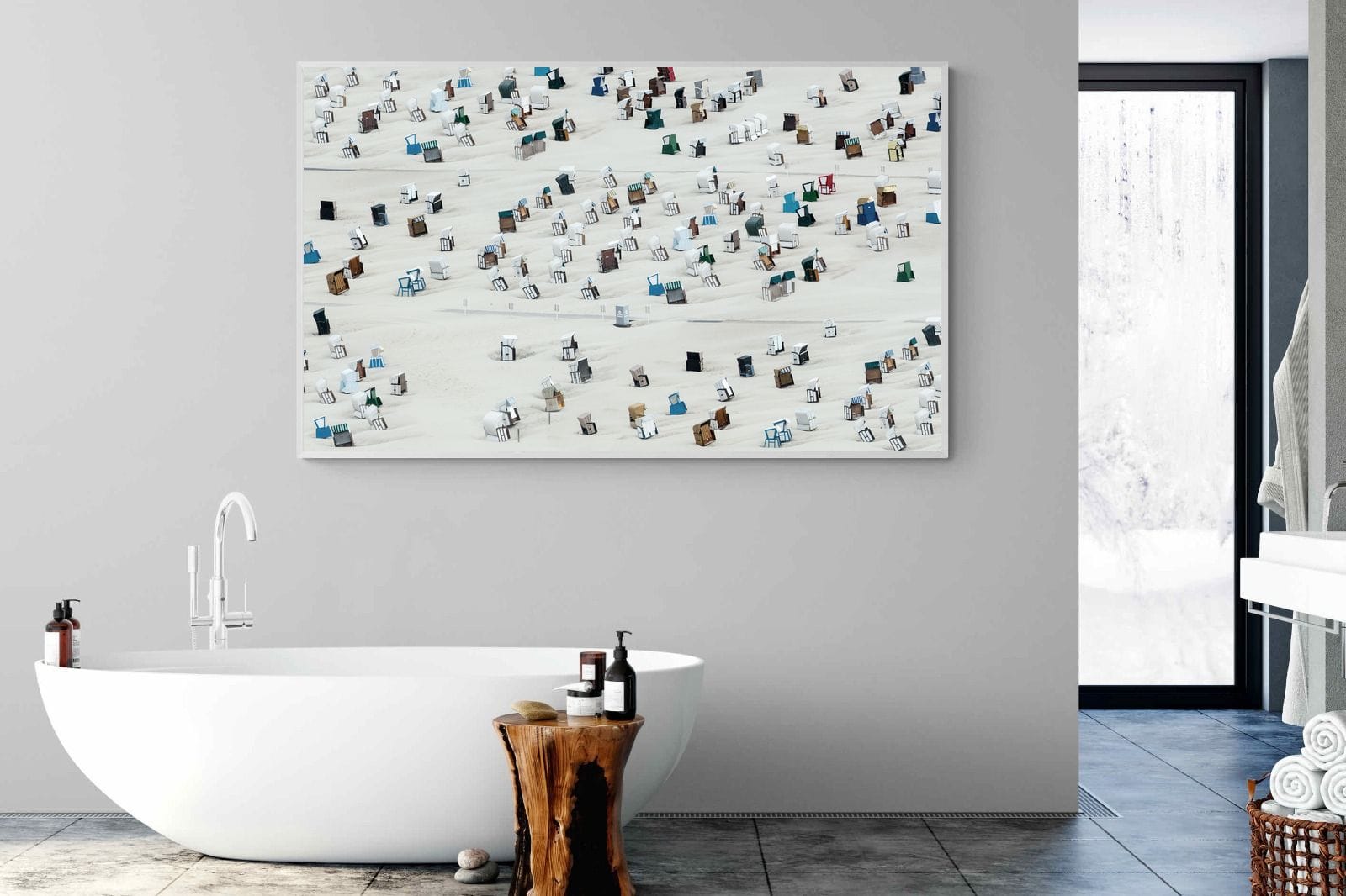 Beach Cabins-Wall_Art-180 x 110cm-Mounted Canvas-White-Pixalot