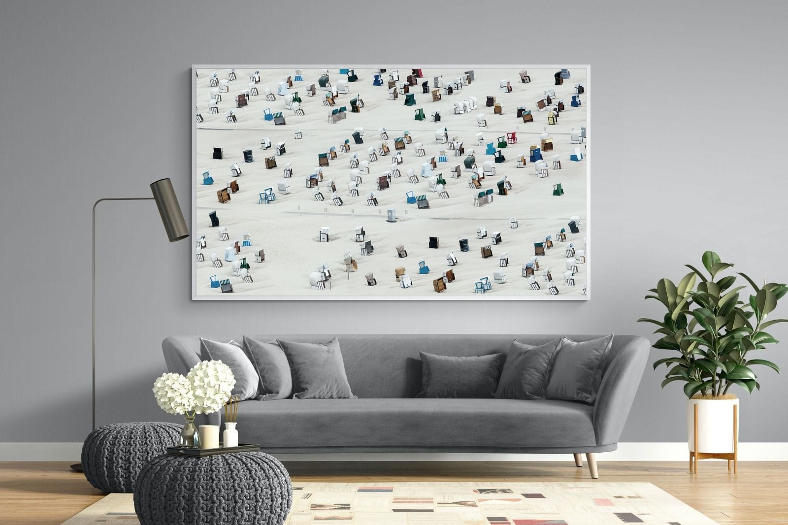 Beach Cabins-Wall_Art-220 x 130cm-Mounted Canvas-White-Pixalot