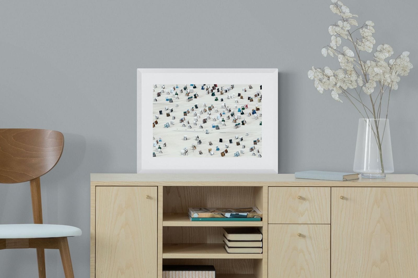 Beach Cabins-Wall_Art-60 x 45cm-Framed Print-White-Pixalot