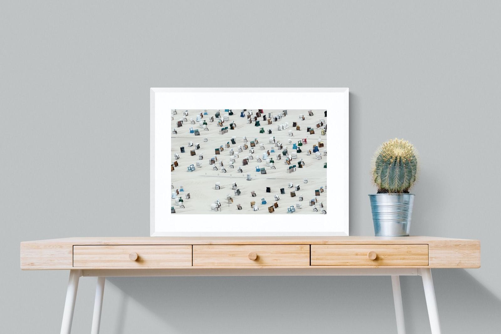 Beach Cabins-Wall_Art-80 x 60cm-Framed Print-White-Pixalot