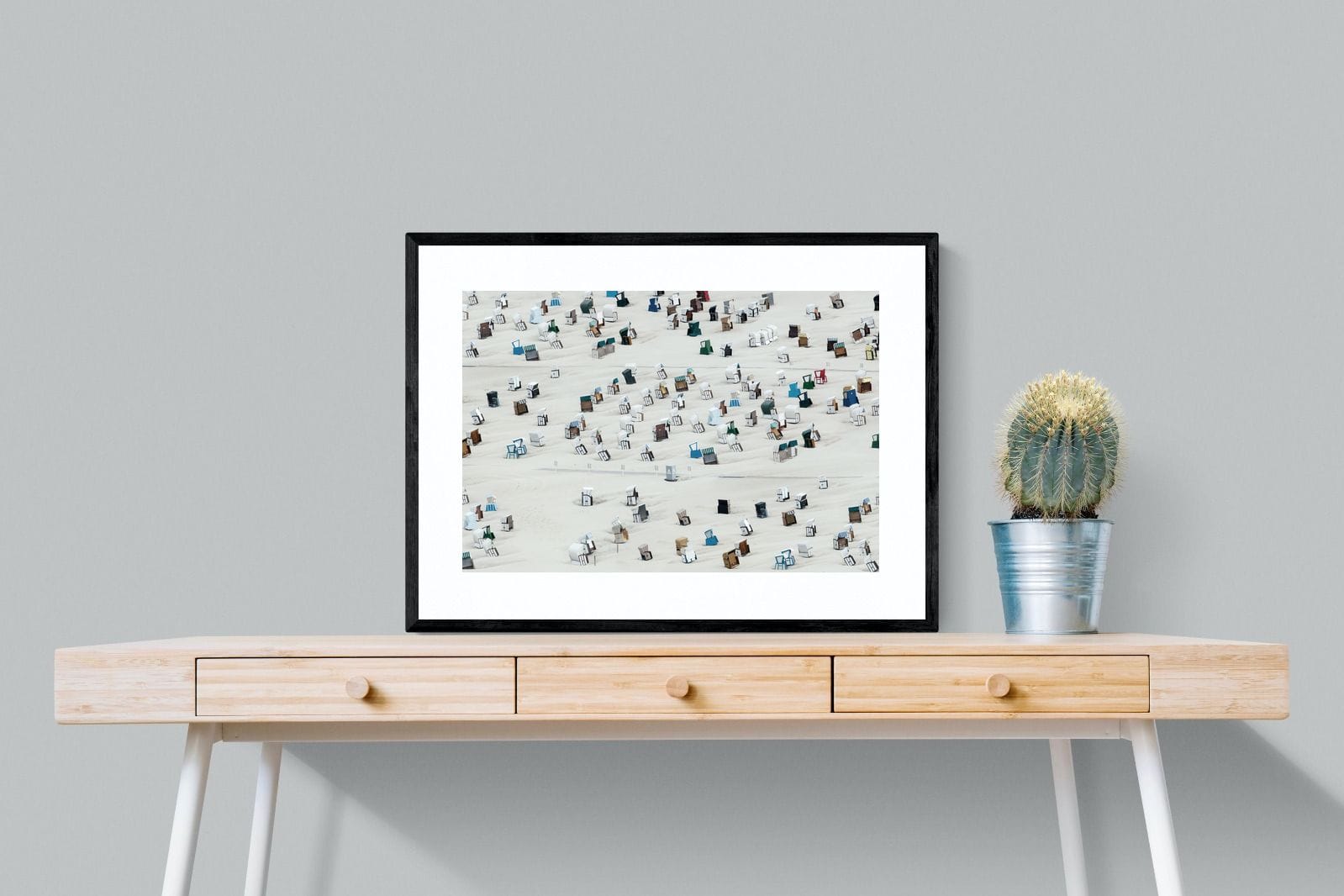 Beach Cabins-Wall_Art-80 x 60cm-Framed Print-Black-Pixalot