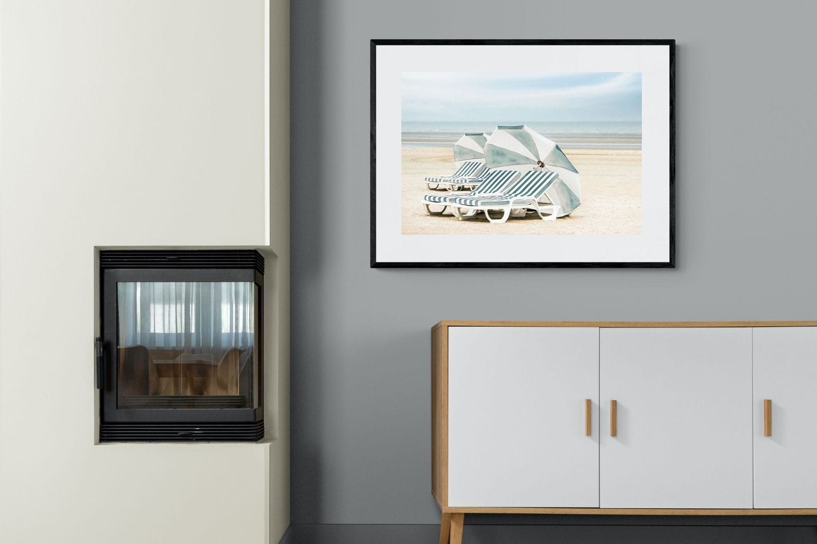 Beach Loungers-Wall_Art-100 x 75cm-Framed Print-Black-Pixalot