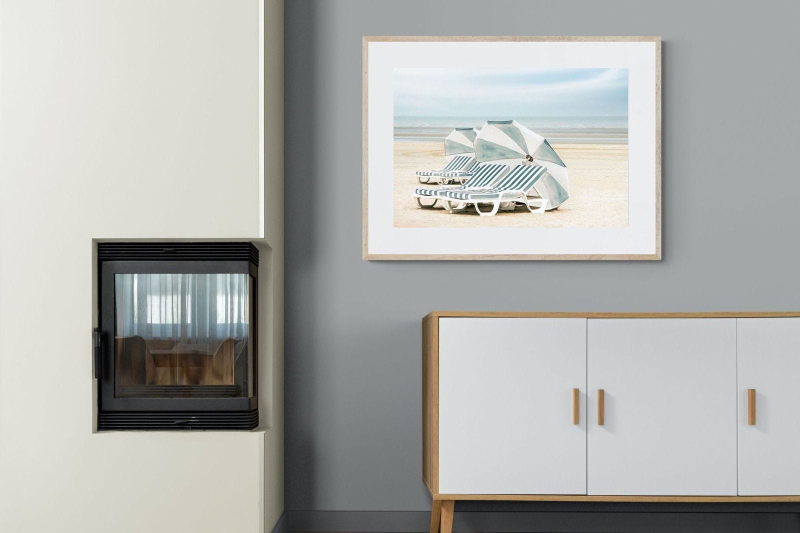 Beach Loungers-Wall_Art-100 x 75cm-Framed Print-Wood-Pixalot