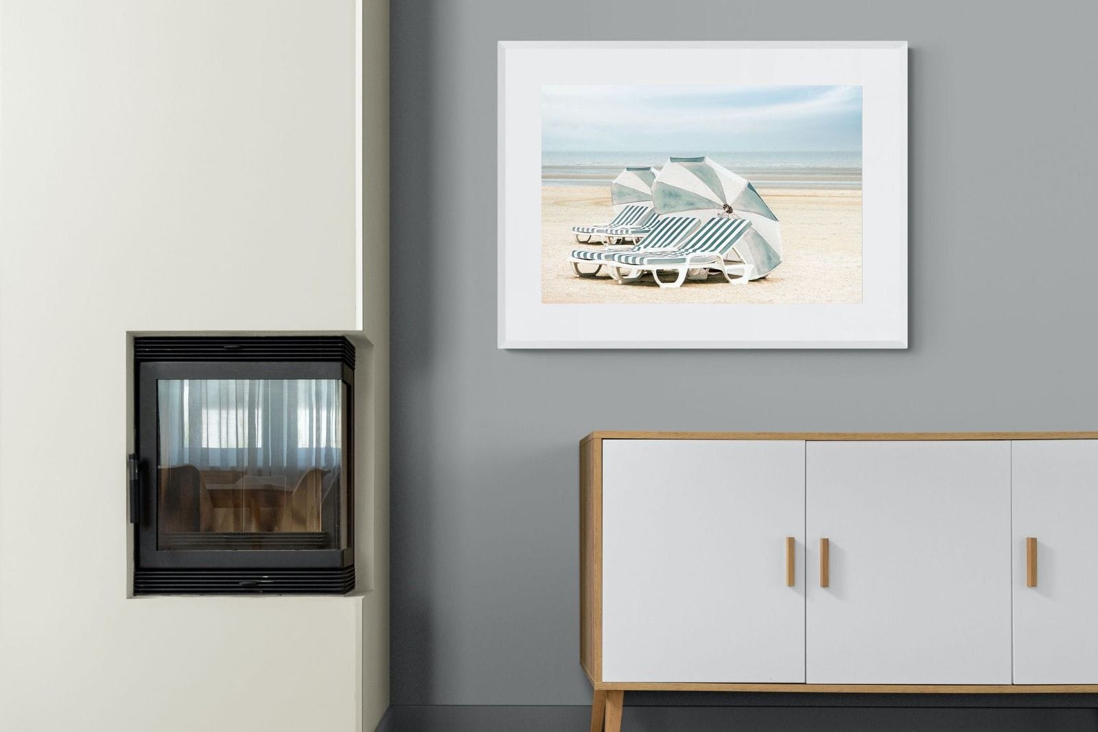 Beach Loungers-Wall_Art-100 x 75cm-Framed Print-White-Pixalot