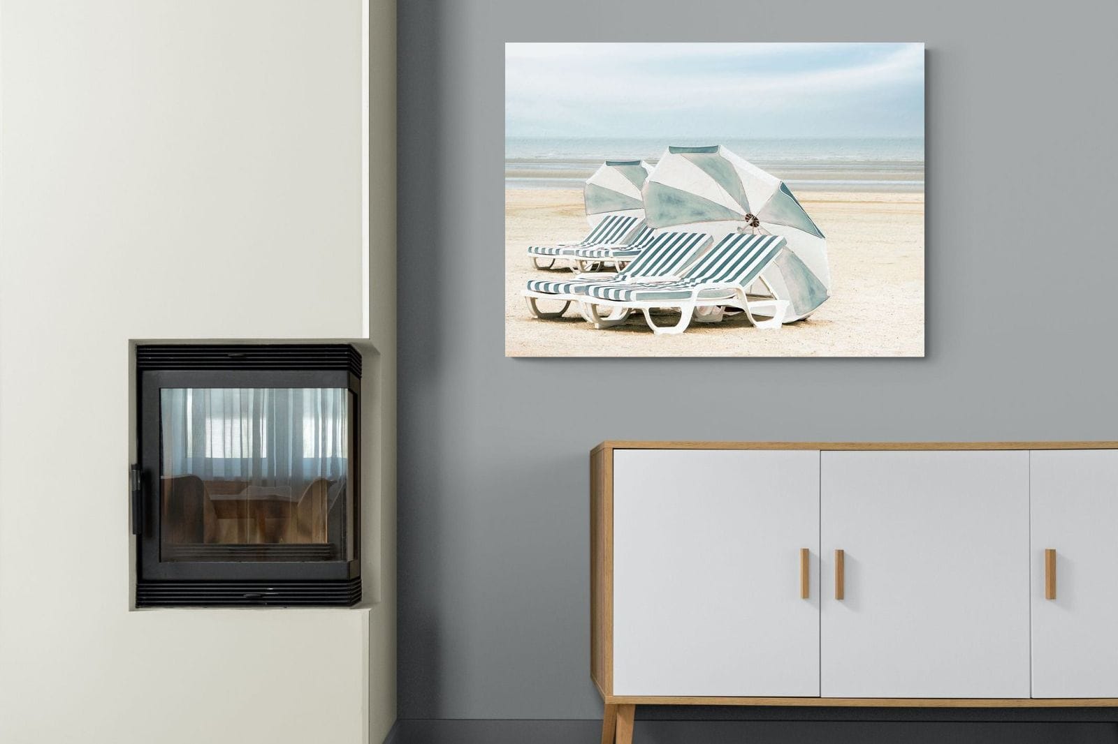 Beach Loungers-Wall_Art-100 x 75cm-Mounted Canvas-No Frame-Pixalot