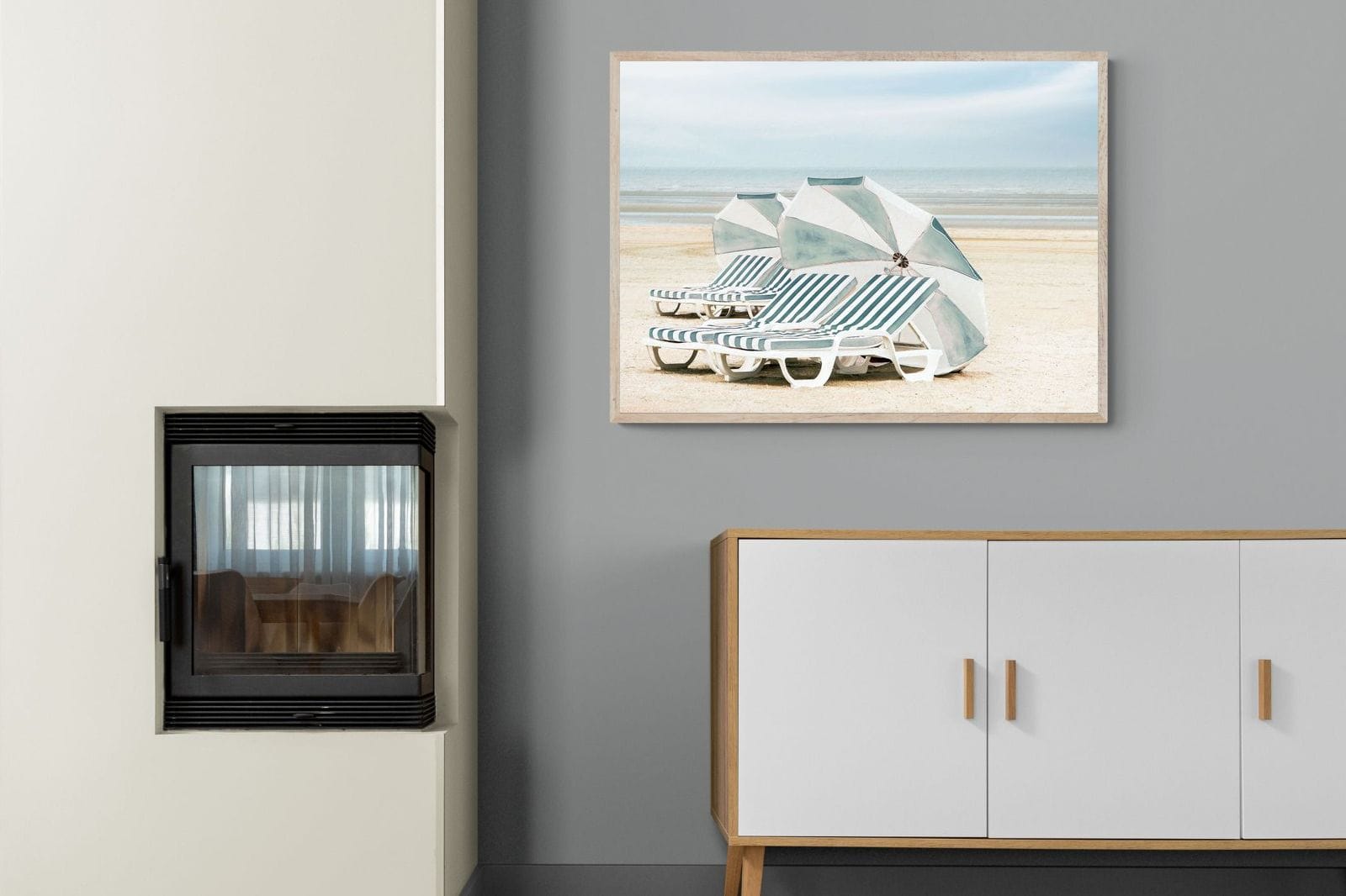Beach Loungers-Wall_Art-100 x 75cm-Mounted Canvas-Wood-Pixalot