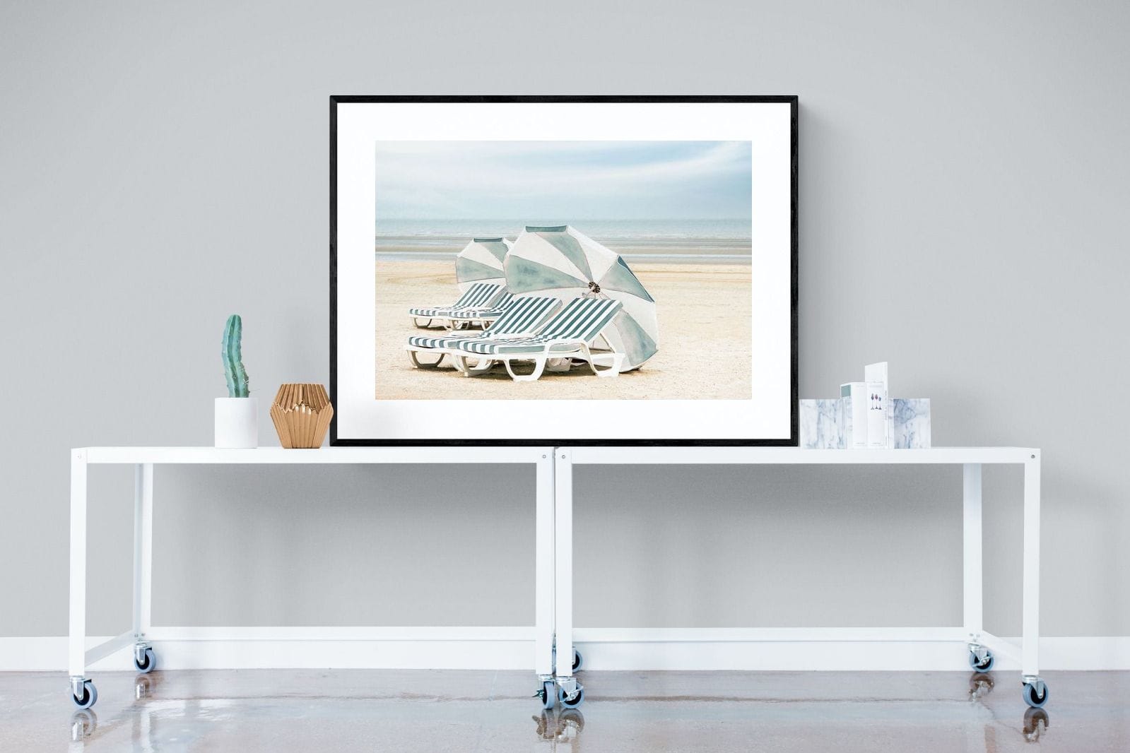 Beach Loungers-Wall_Art-120 x 90cm-Framed Print-Black-Pixalot