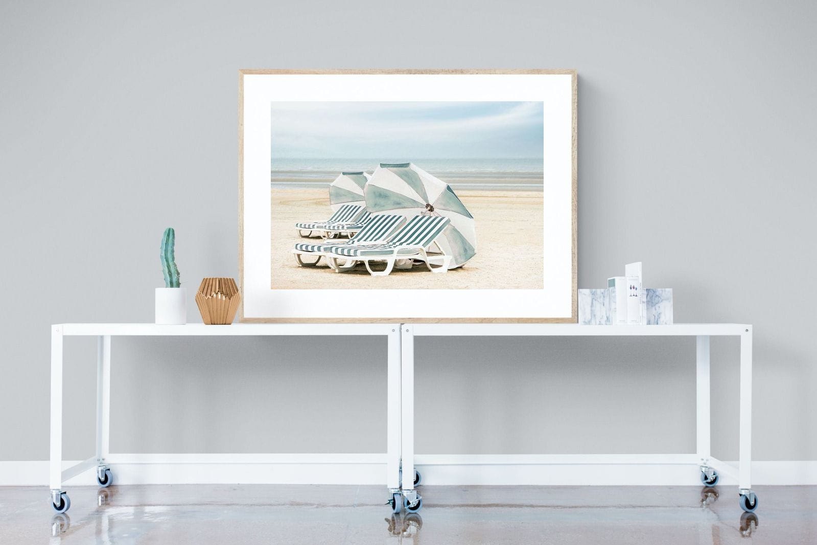 Beach Loungers-Wall_Art-120 x 90cm-Framed Print-Wood-Pixalot