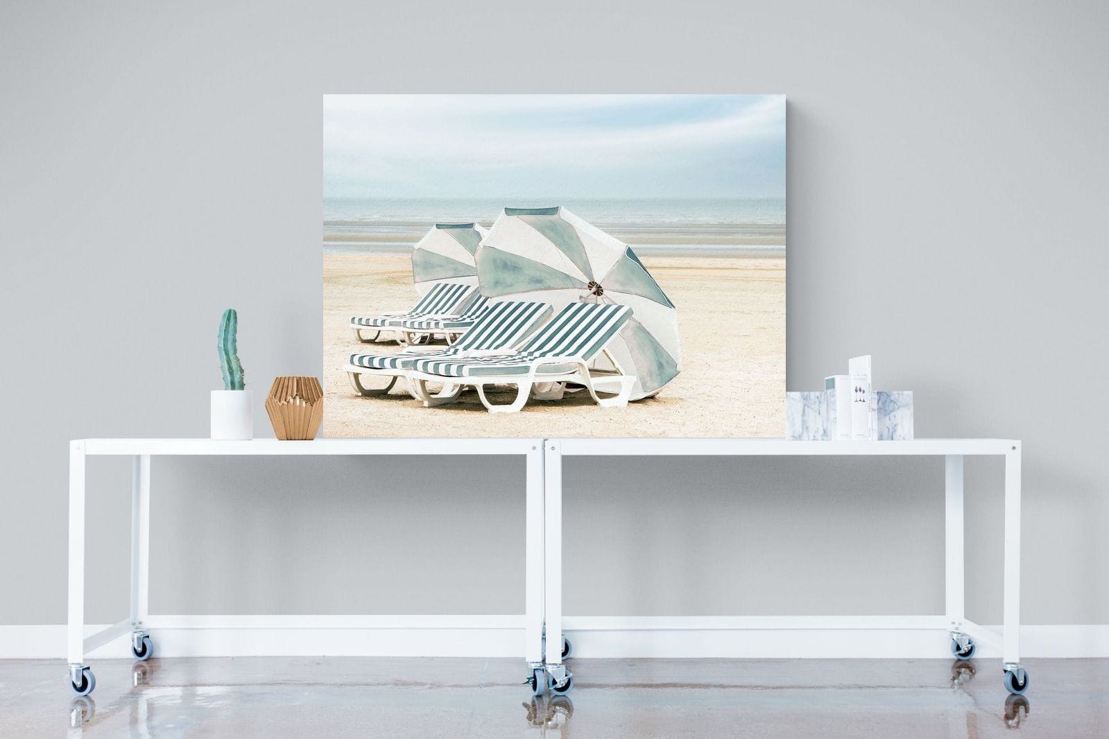 Beach Loungers-Wall_Art-120 x 90cm-Mounted Canvas-No Frame-Pixalot