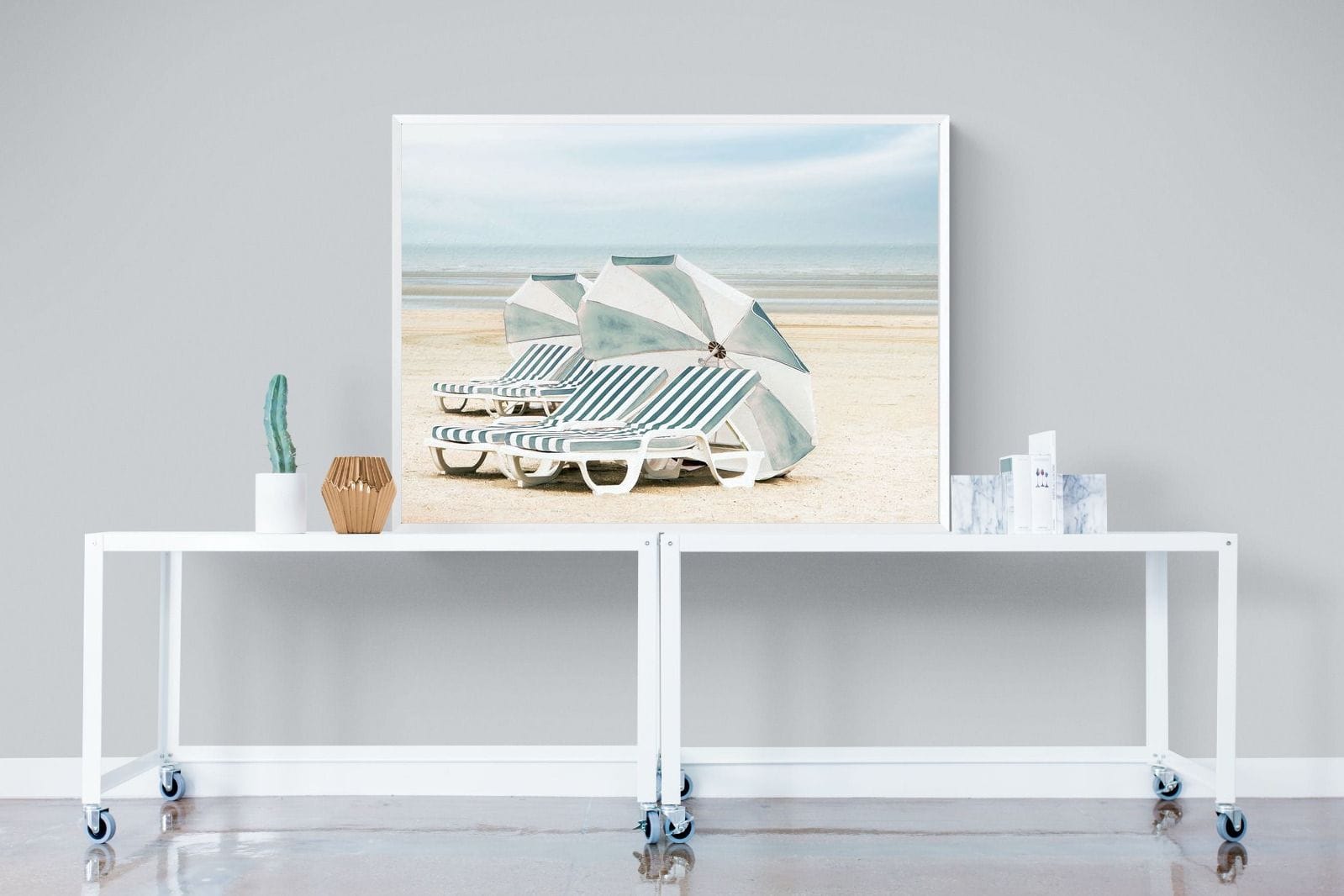 Beach Loungers-Wall_Art-120 x 90cm-Mounted Canvas-White-Pixalot
