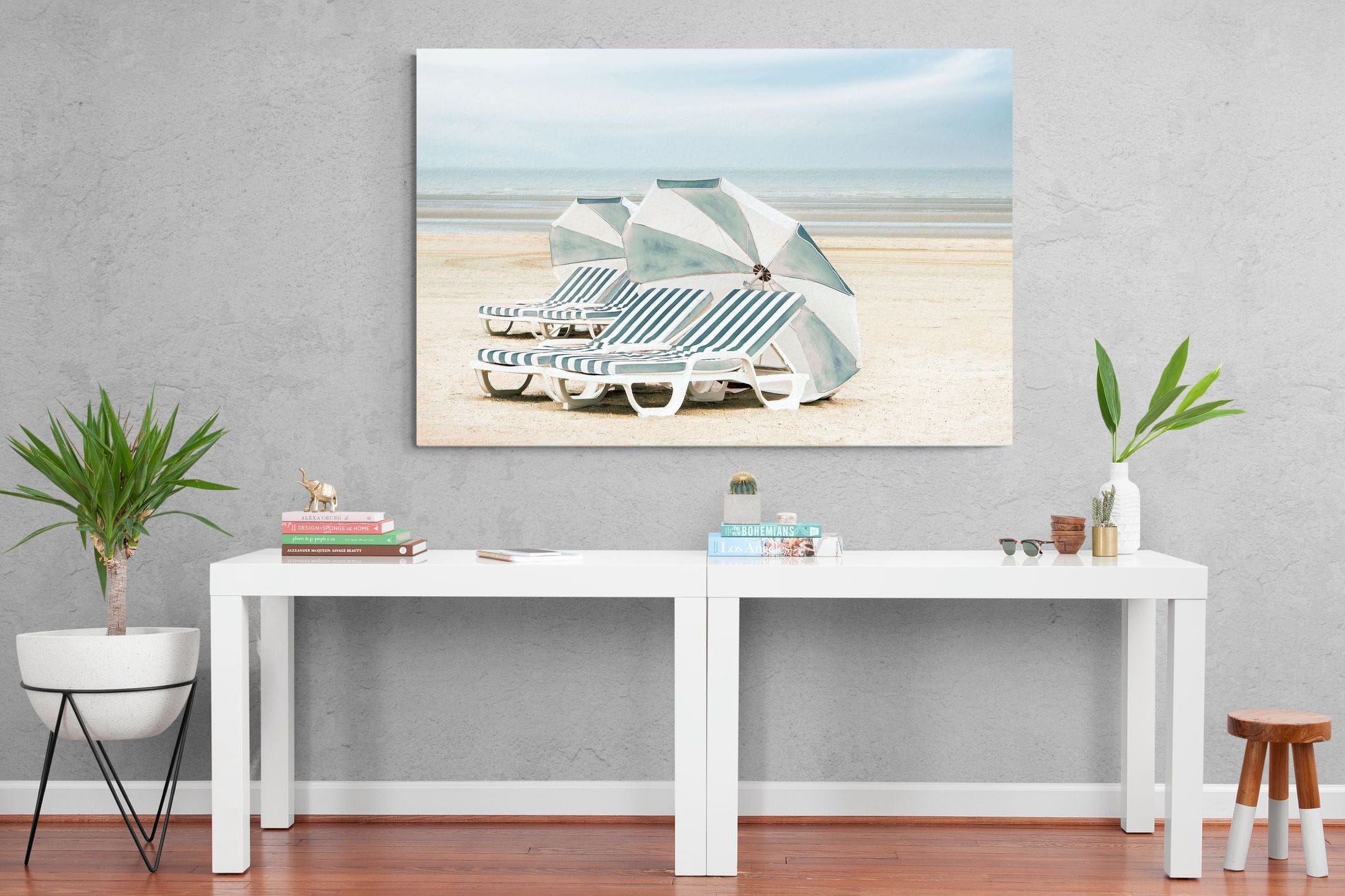 Beach Loungers-Wall_Art-150 x 100cm-Mounted Canvas-No Frame-Pixalot