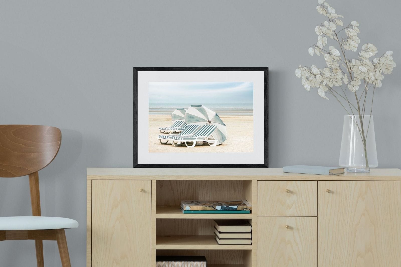 Beach Loungers-Wall_Art-60 x 45cm-Framed Print-Black-Pixalot