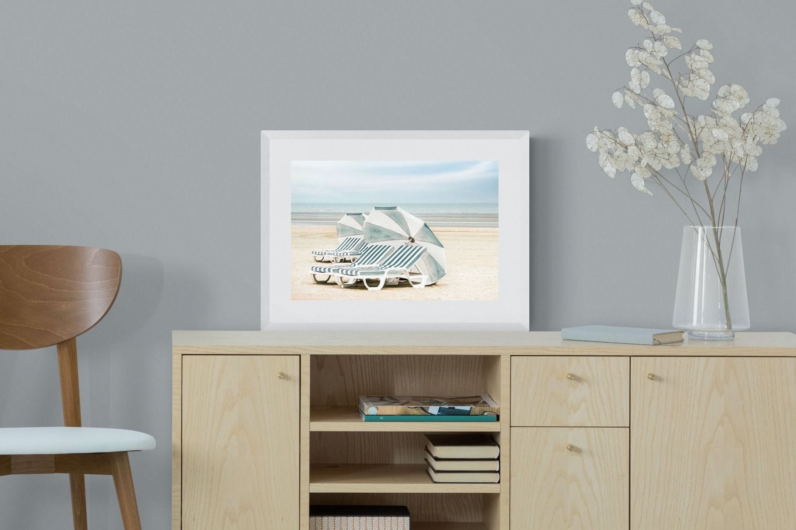 Beach Loungers-Wall_Art-60 x 45cm-Framed Print-White-Pixalot
