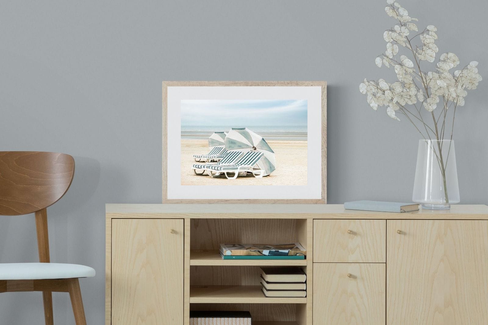 Beach Loungers-Wall_Art-60 x 45cm-Framed Print-Wood-Pixalot