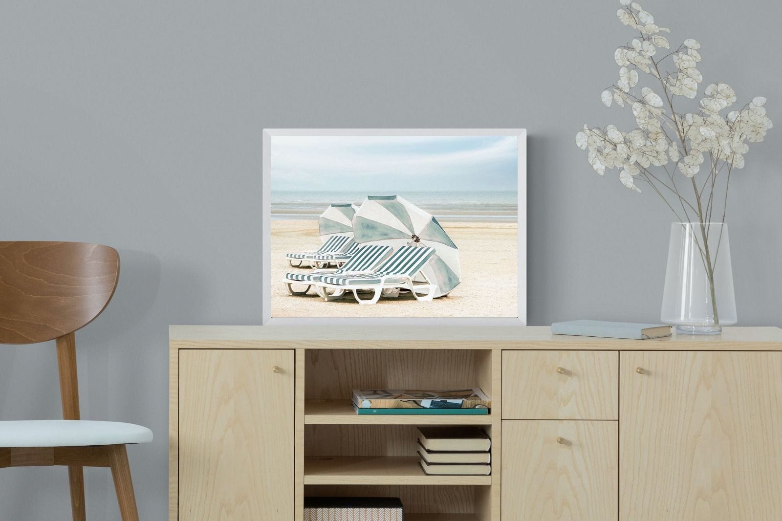 Beach Loungers-Wall_Art-60 x 45cm-Mounted Canvas-White-Pixalot