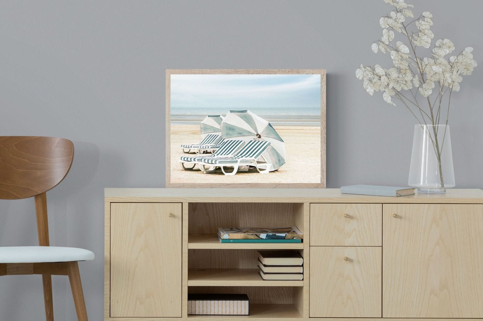 Beach Loungers-Wall_Art-60 x 45cm-Mounted Canvas-Wood-Pixalot