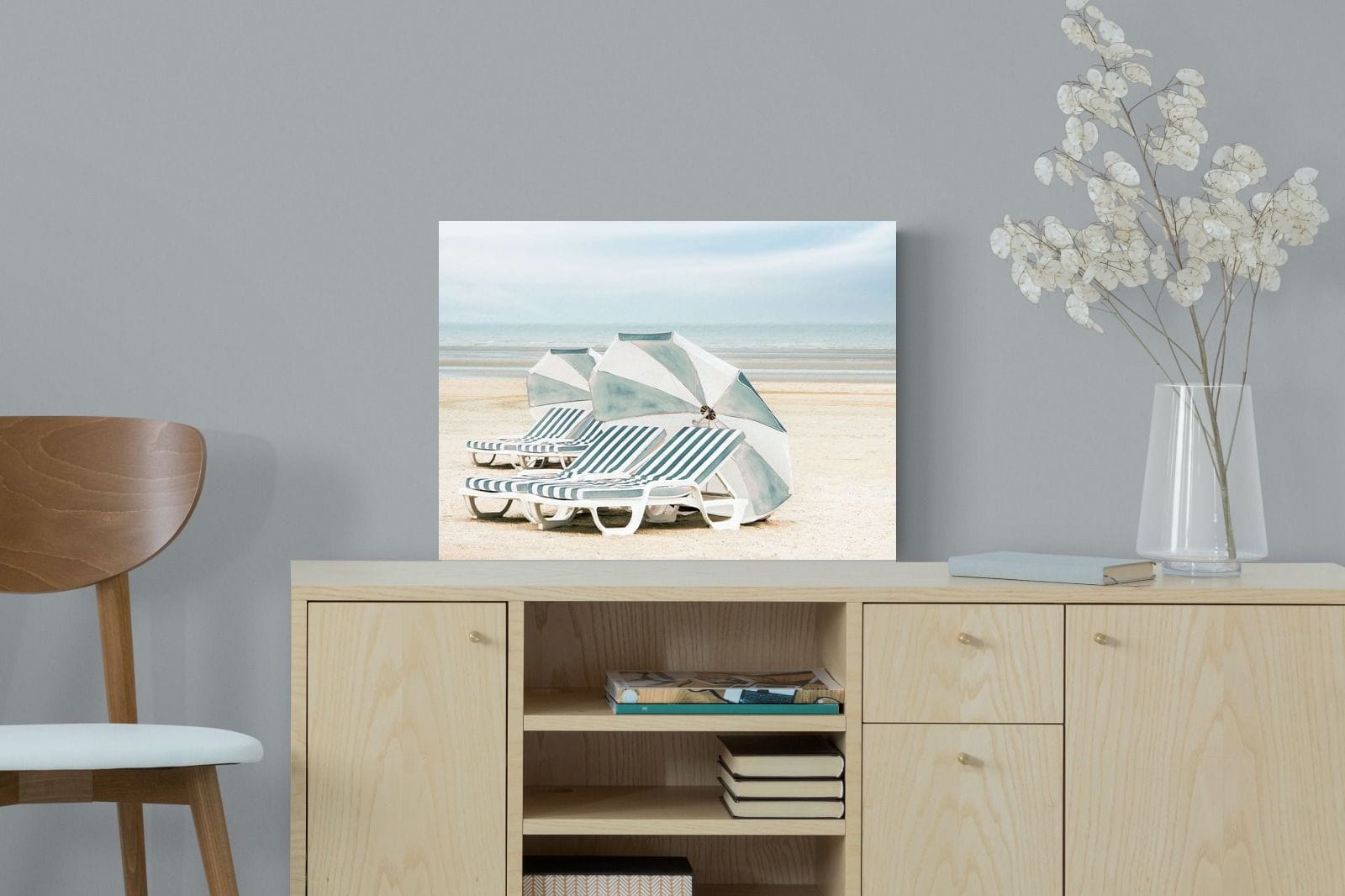 Beach Loungers-Wall_Art-60 x 45cm-Mounted Canvas-No Frame-Pixalot