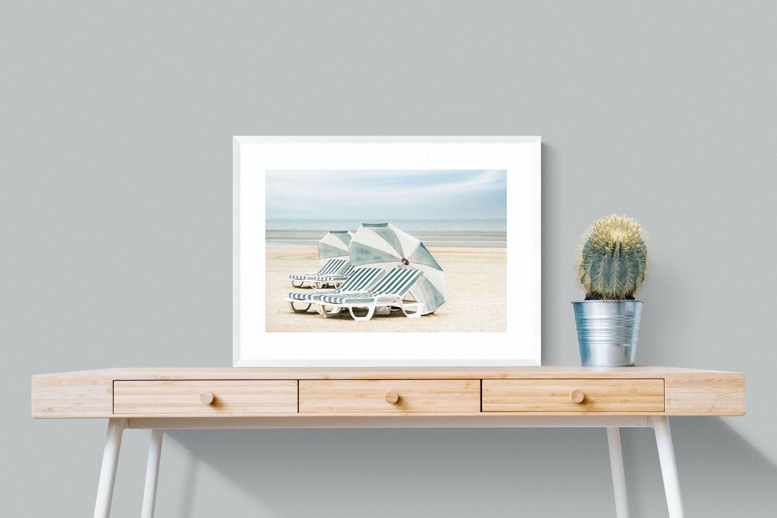 Beach Loungers-Wall_Art-80 x 60cm-Framed Print-White-Pixalot