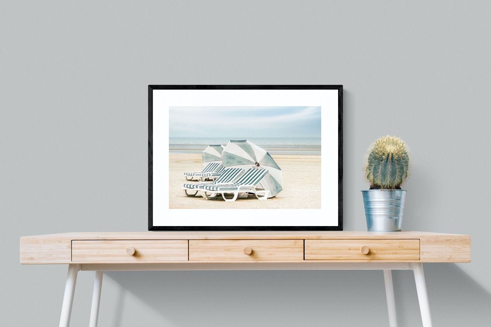 Beach Loungers-Wall_Art-80 x 60cm-Framed Print-Black-Pixalot