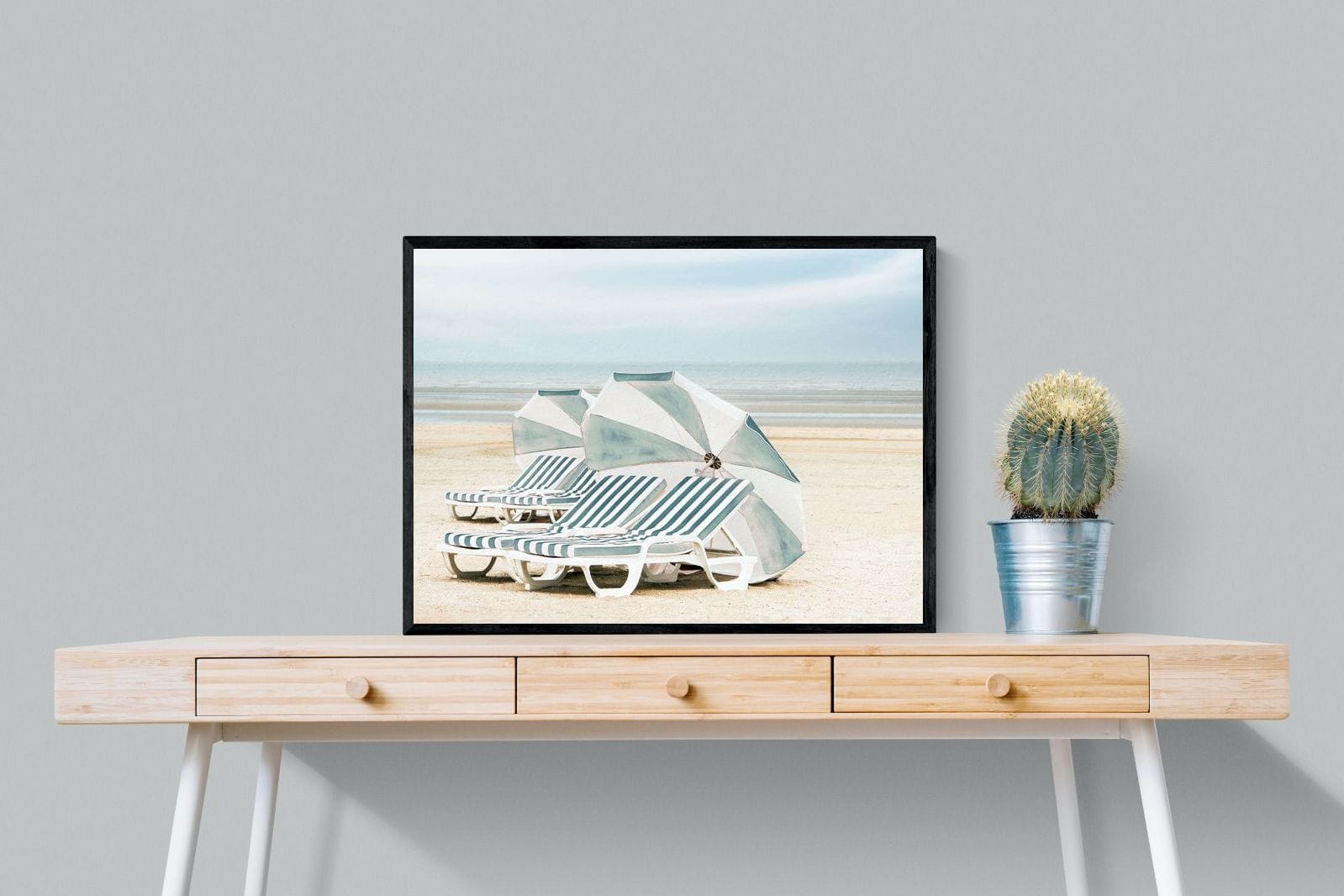 Beach Loungers-Wall_Art-80 x 60cm-Mounted Canvas-Black-Pixalot